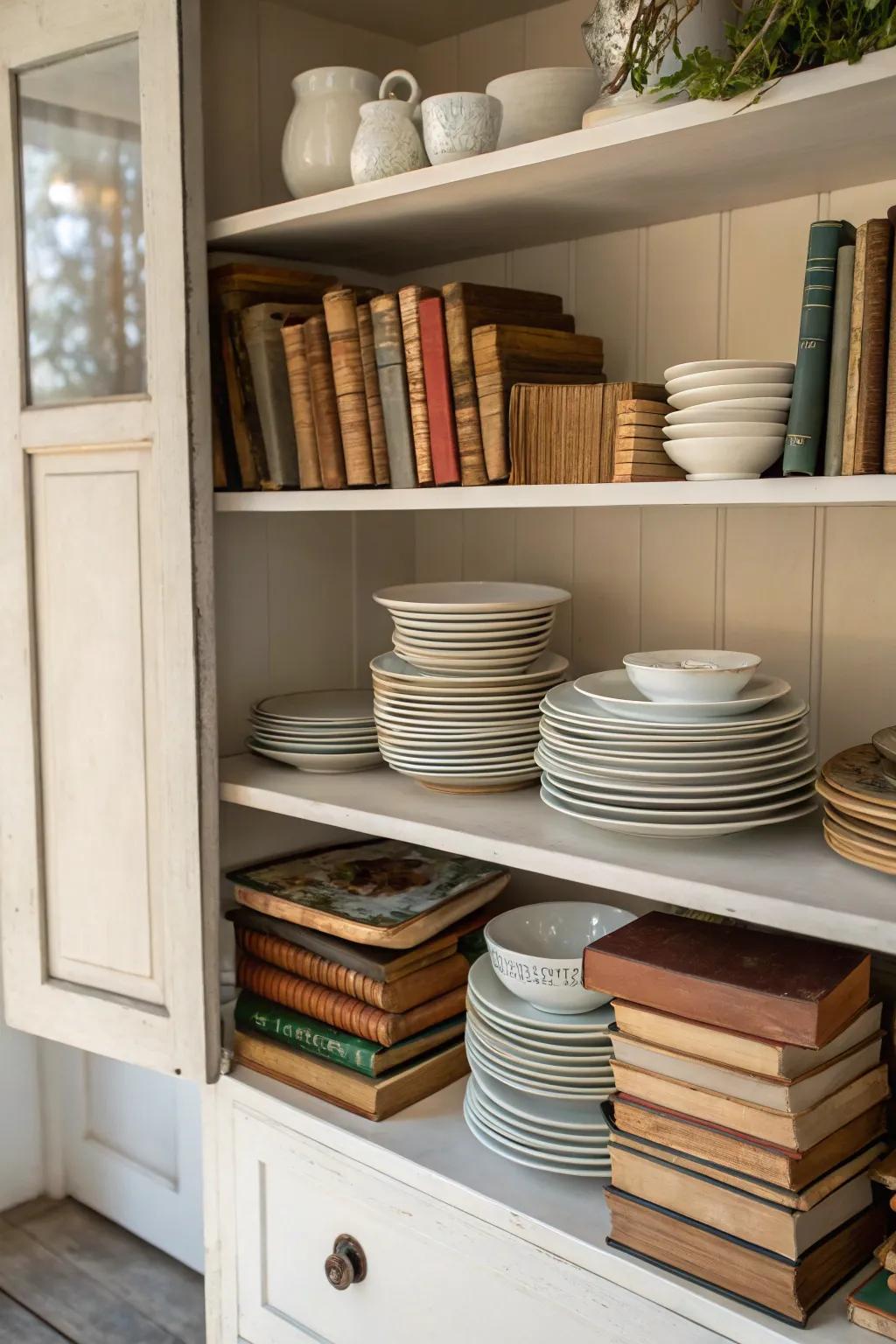 The layering of elements brings dimension to this refined hutch.