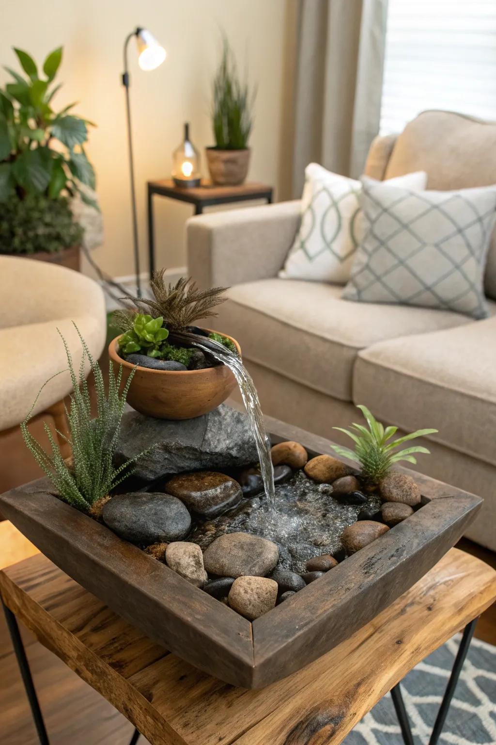 A water feature instills tranquility and organic charm within any setting.
