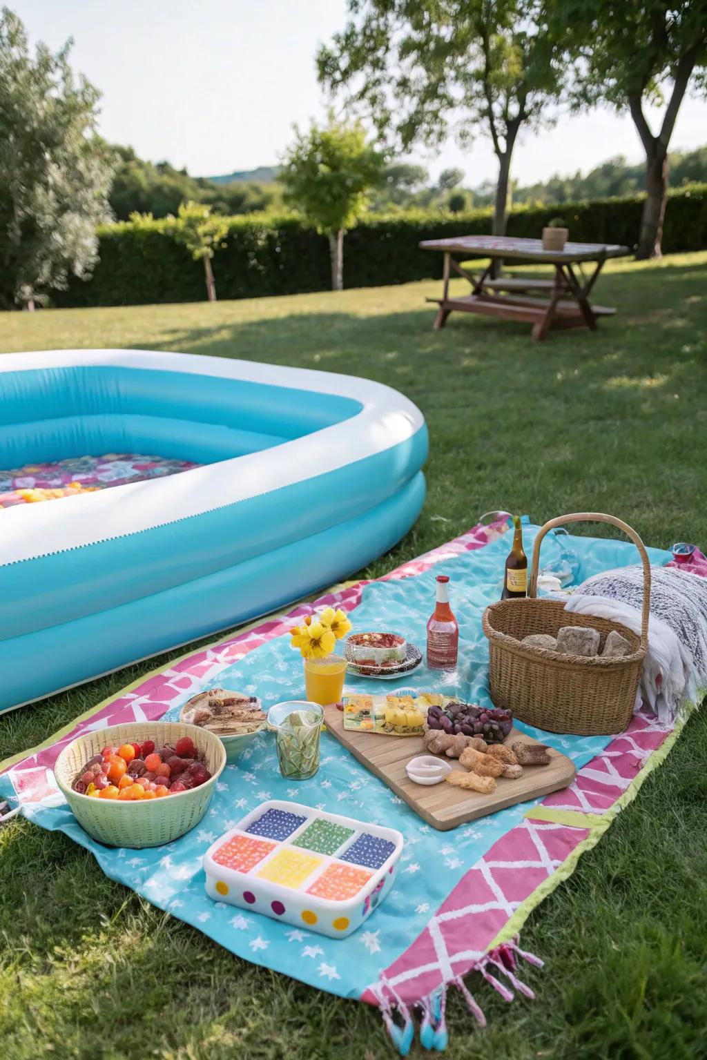 A charming poolside al fresco meal set for sunny afternoons.