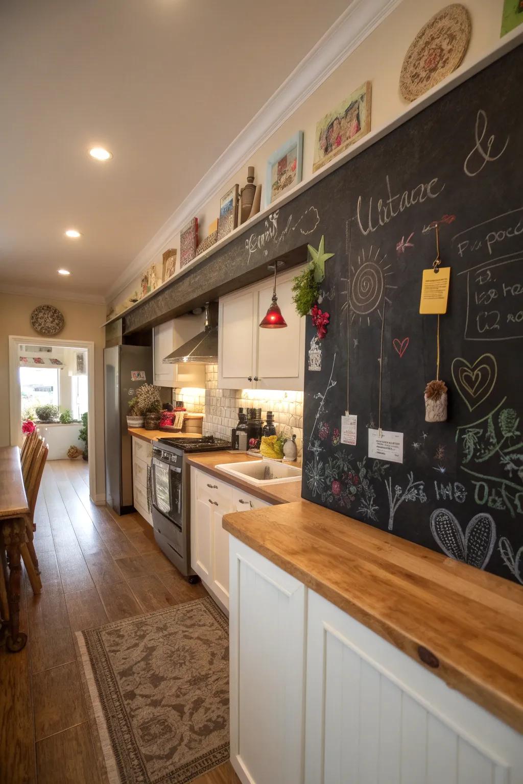 Blackboard borders add an artistic, hands-on element to your kitchen.