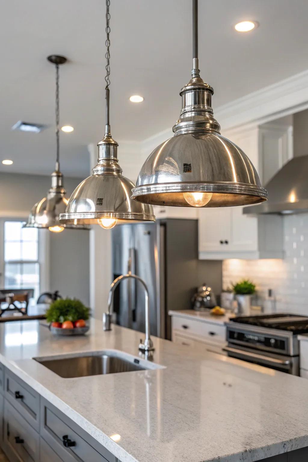 Metallic pendants for an intimation of luxury.