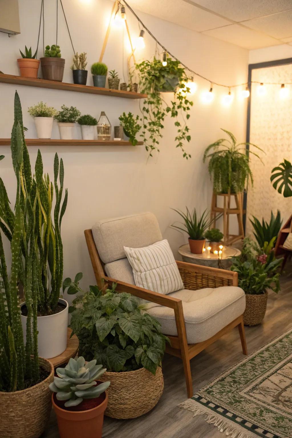 Potted flora infuses freshness and vitality into the nursing suite.