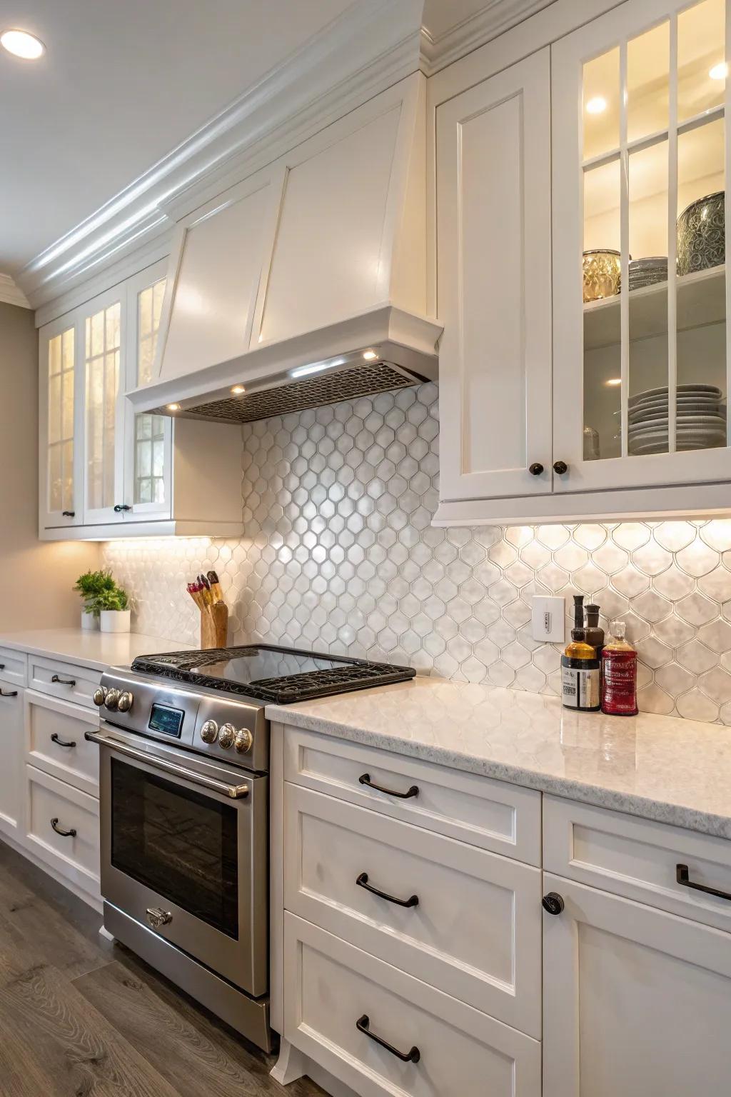 Contrast among surfaces adds dimension to your kitchen scheme.