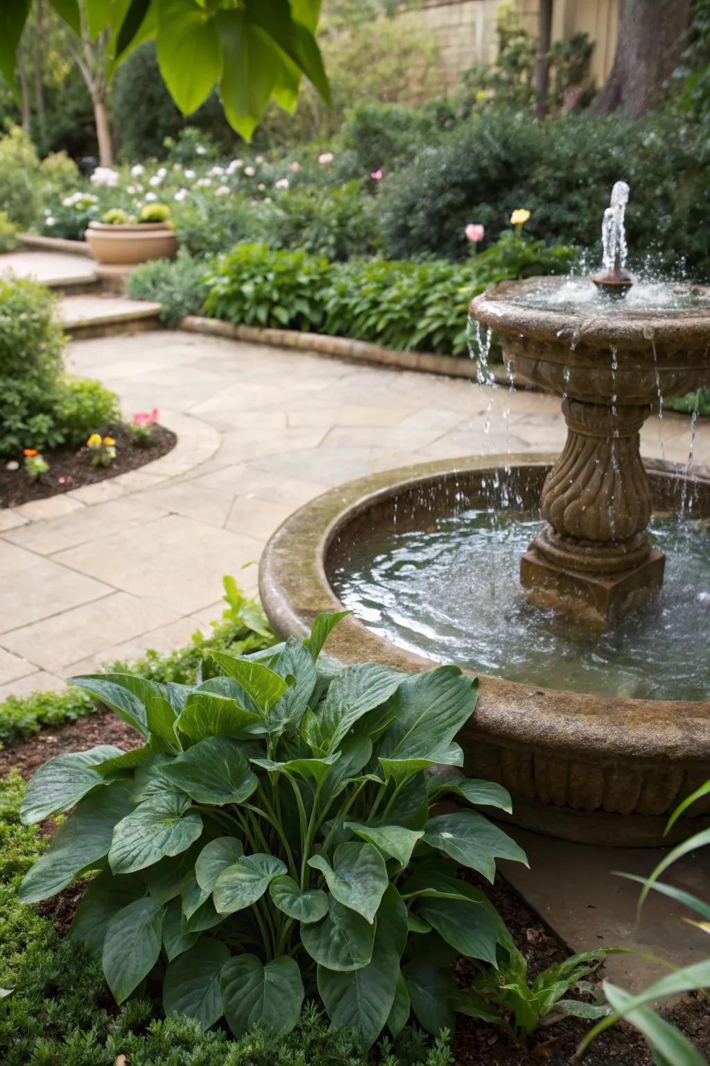 A water feature imparts tranquility to your garden corner.