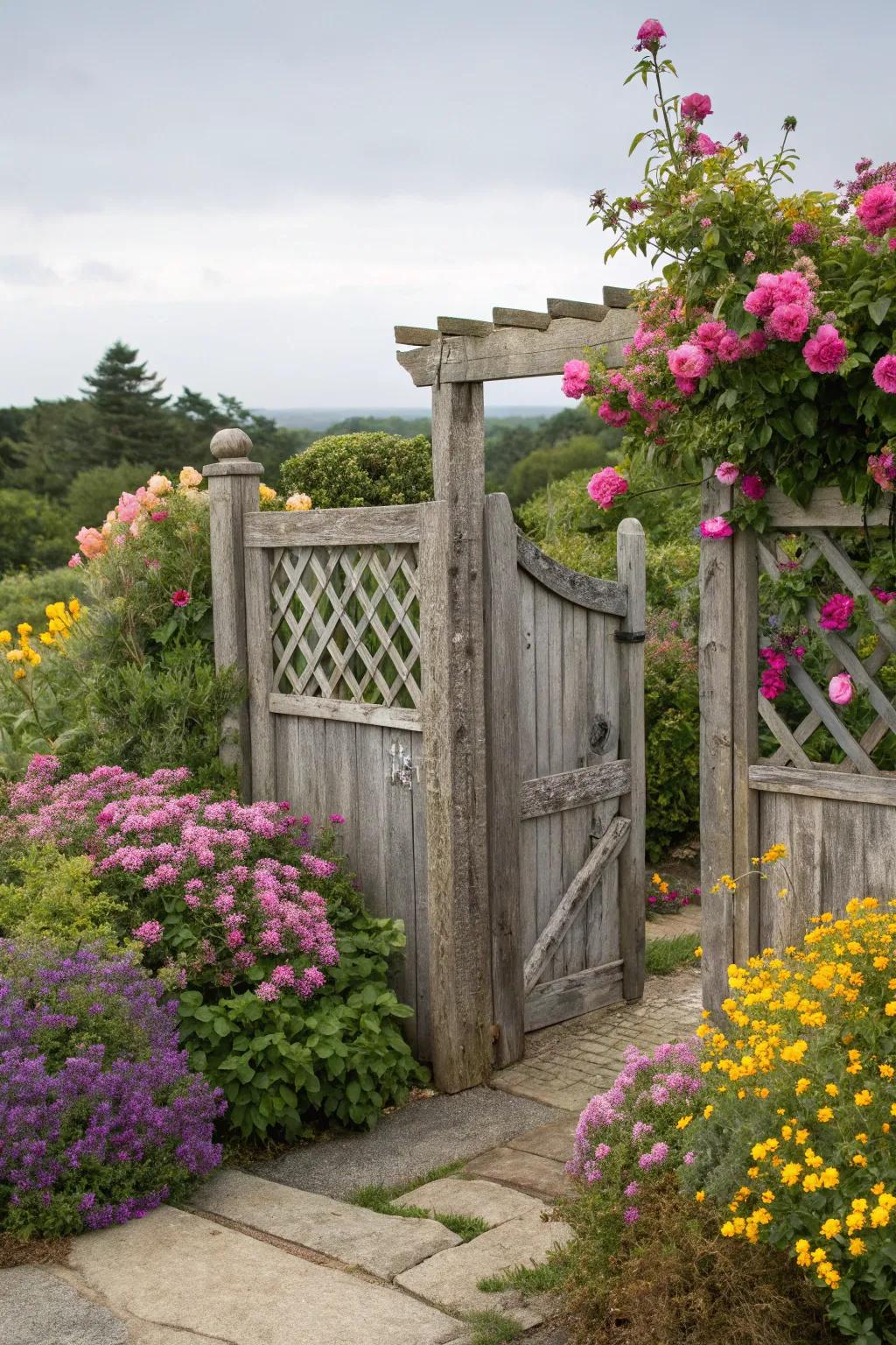 A lattice-top gate adds elegance and a hint of what's beyond.
