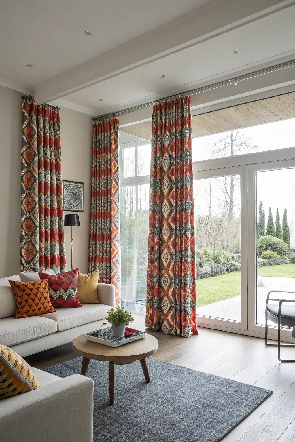 Window coverings with strong motifs can function as a captivating epicenter in your living space.