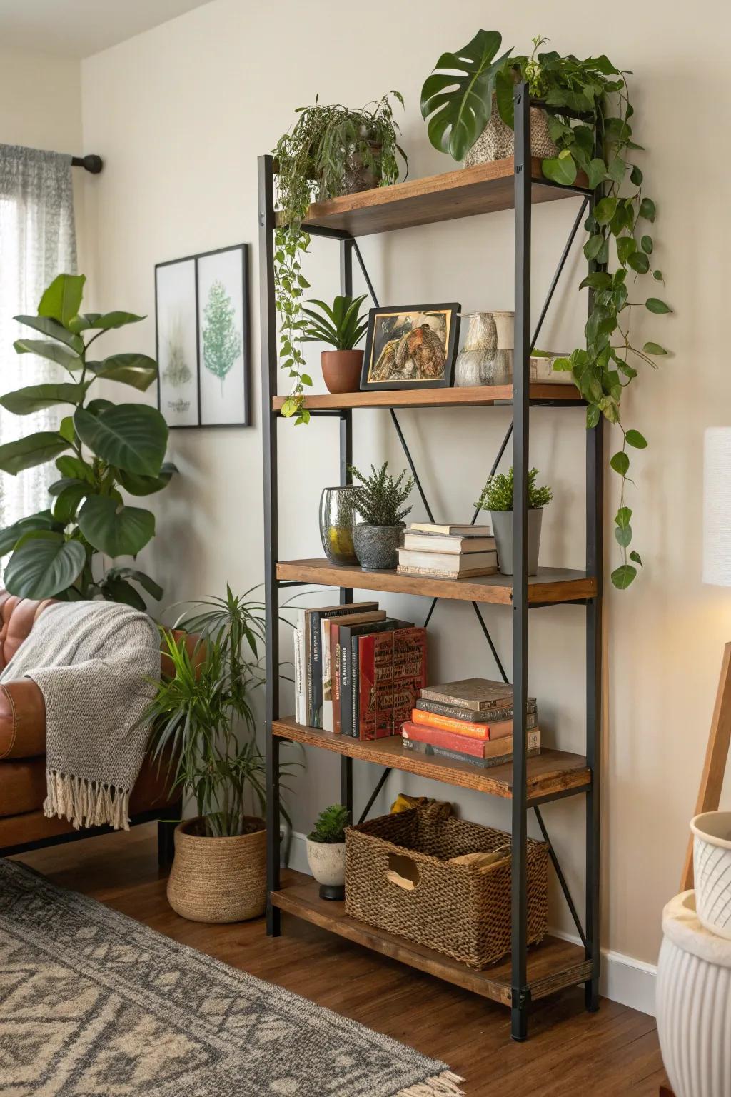 Assorted medium shelves introducing texture and intrigue.