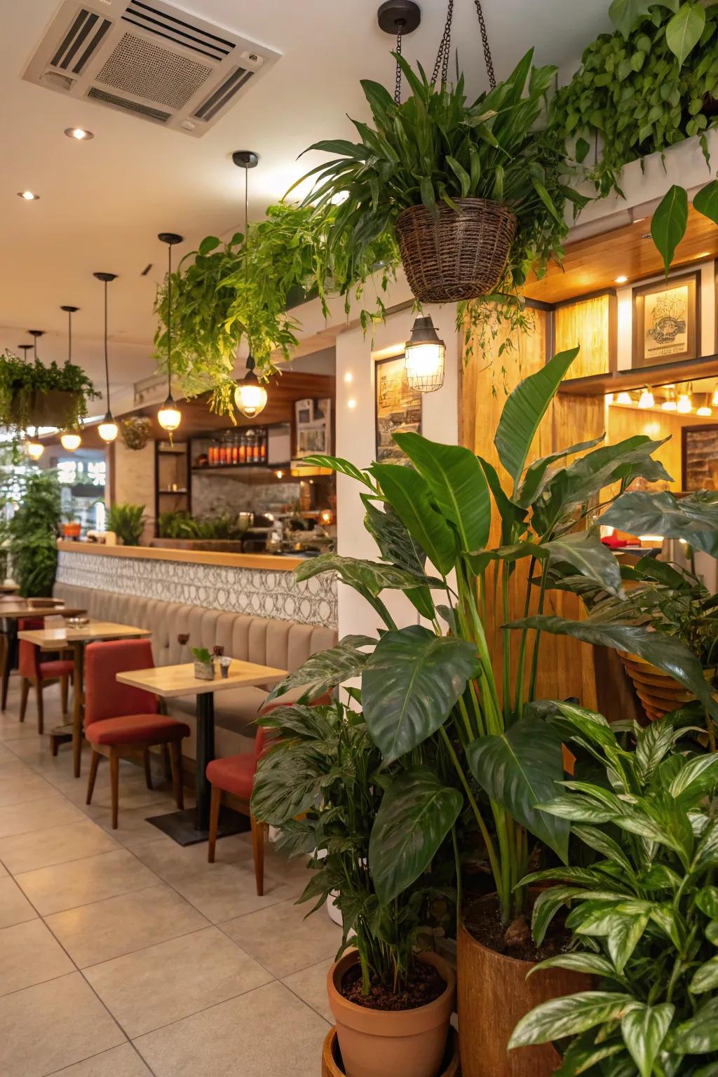 Botanical accents instill vitality and serenity into the dining space.