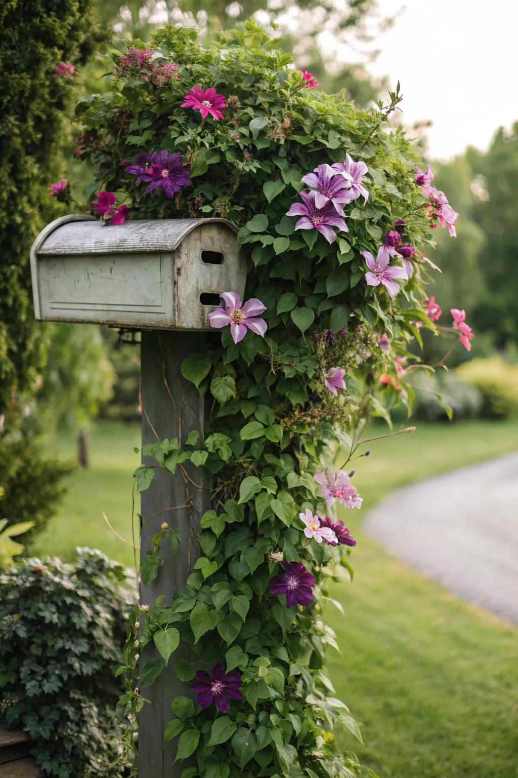 A vertical garden transforms a simple mailbox into a lush, living sculpture.