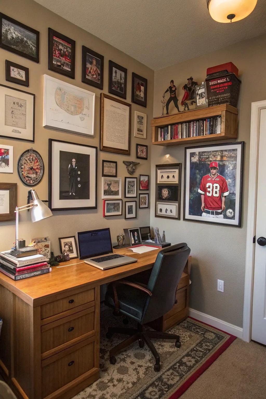 Individualized ornamentation introduces character to the office.