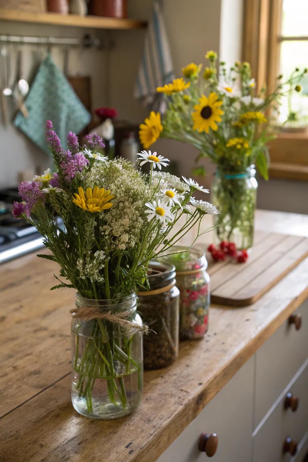 Welcome the natural world inside with raw flower compositions.