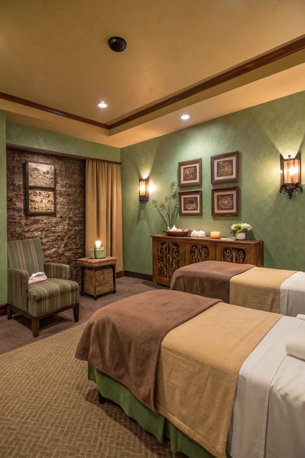Terrestrial hues furnish a soothing and organic foundation.