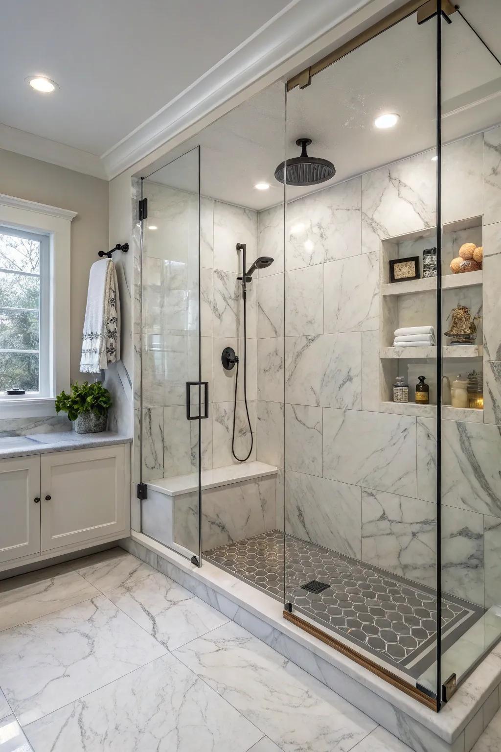 Refined tiles have the potential to elevate the entire sensory experience of your shower.