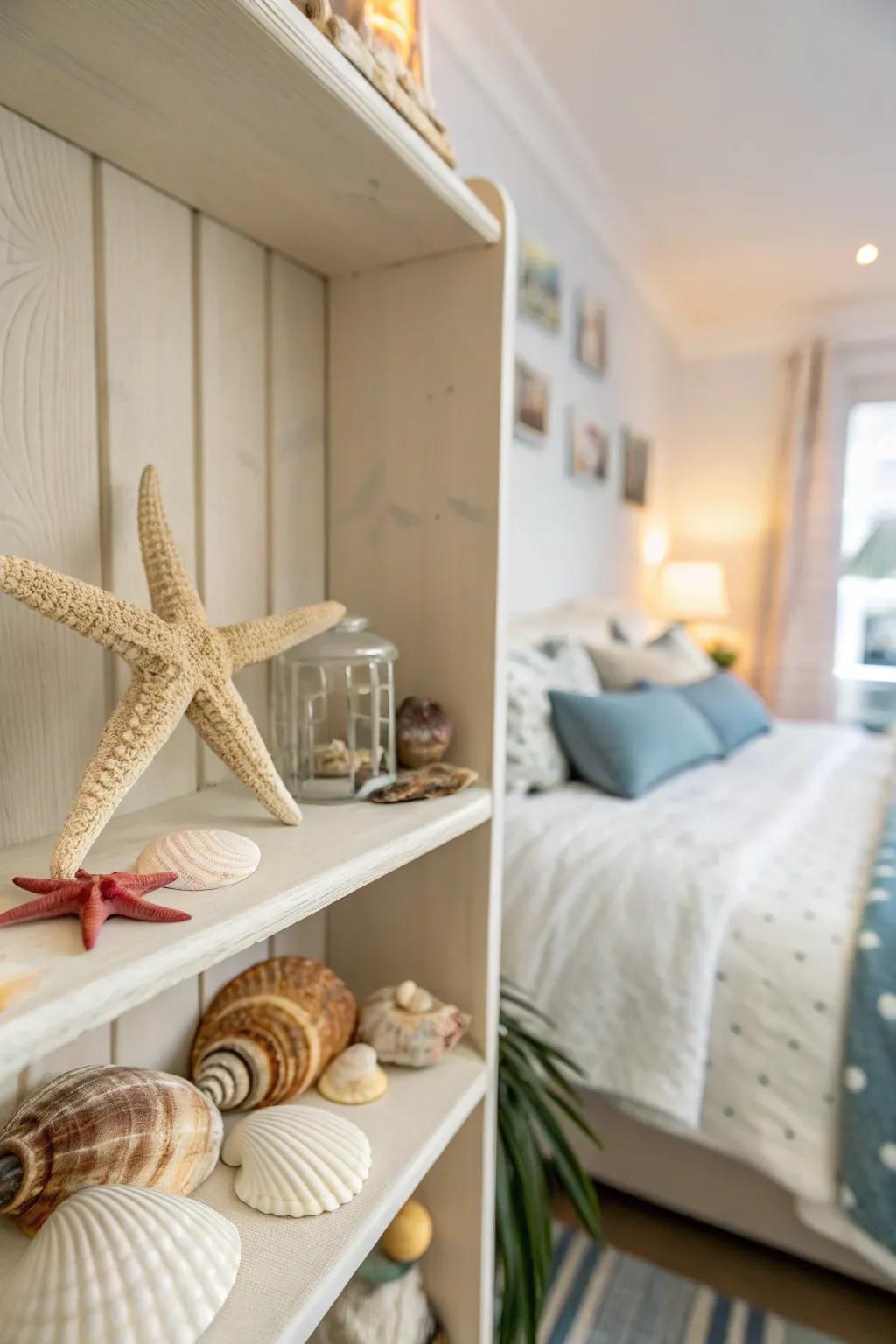 Seashells and starfish: simple yet impactful decorative pieces.