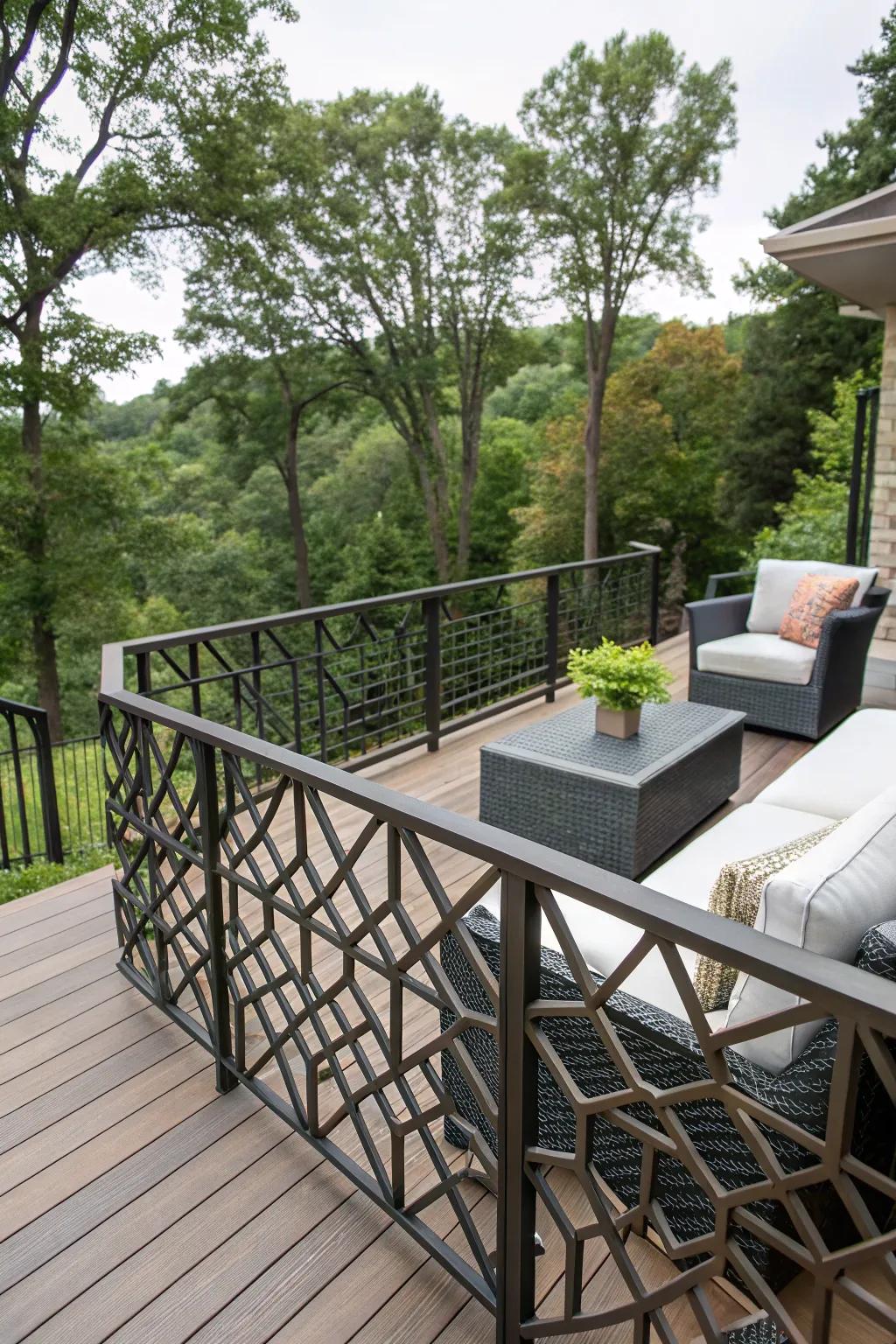 Geometric motifs infuse an artistic touch into your deck.