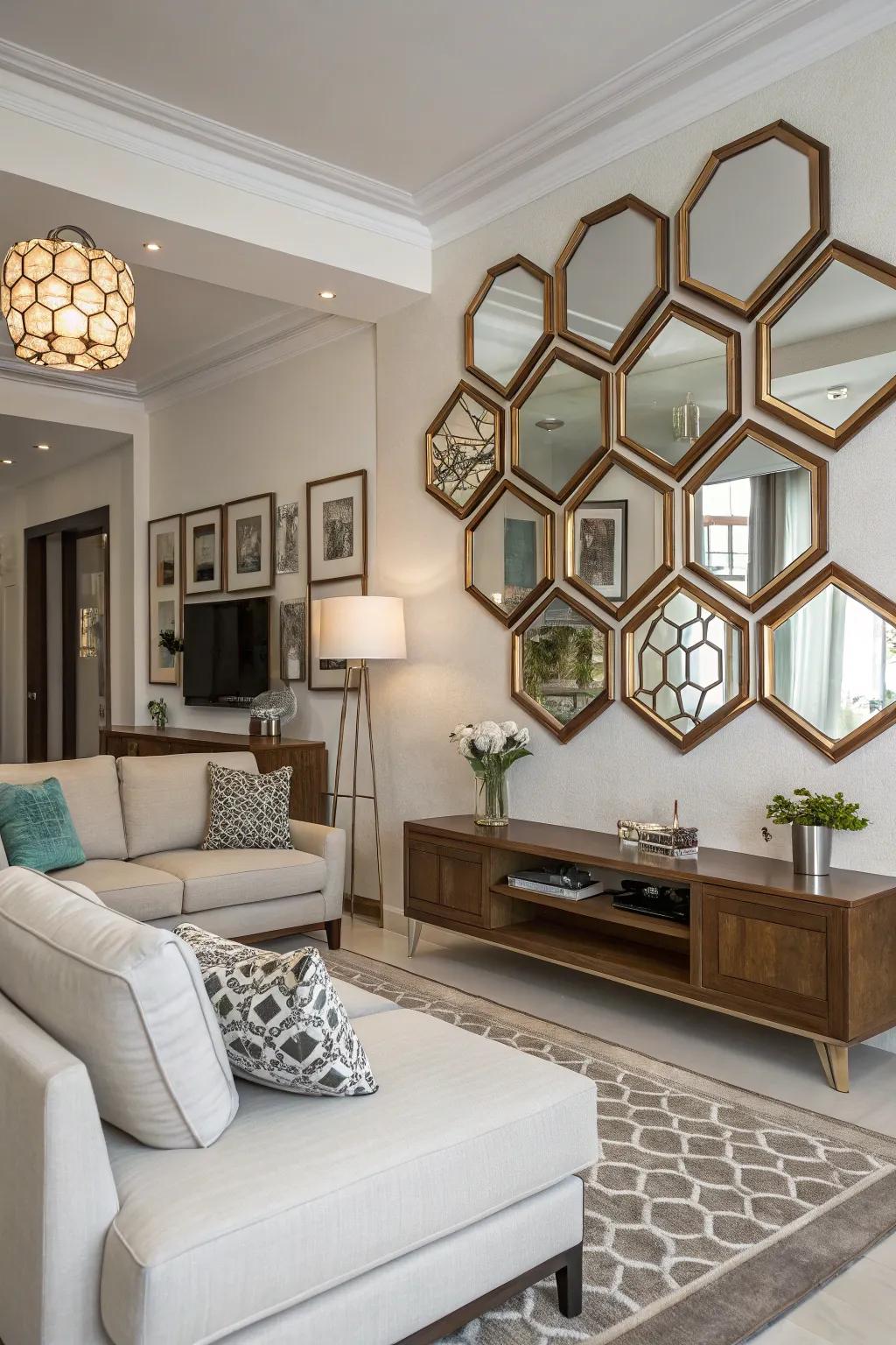 Geometric mirrors add a modern edge to home decor.