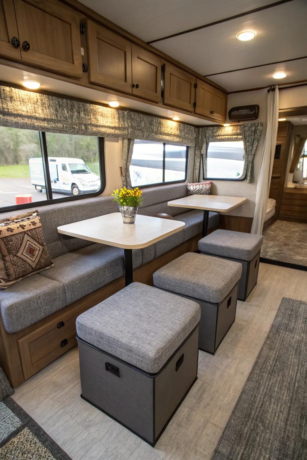 Choose furniture that is flexible and functional for your mobile home.