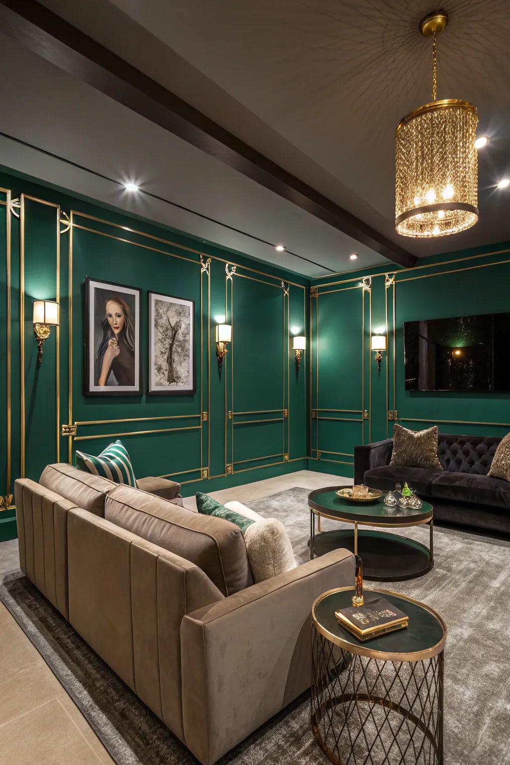 Jewel green delivers a sumptuous and extravagant ambiance.