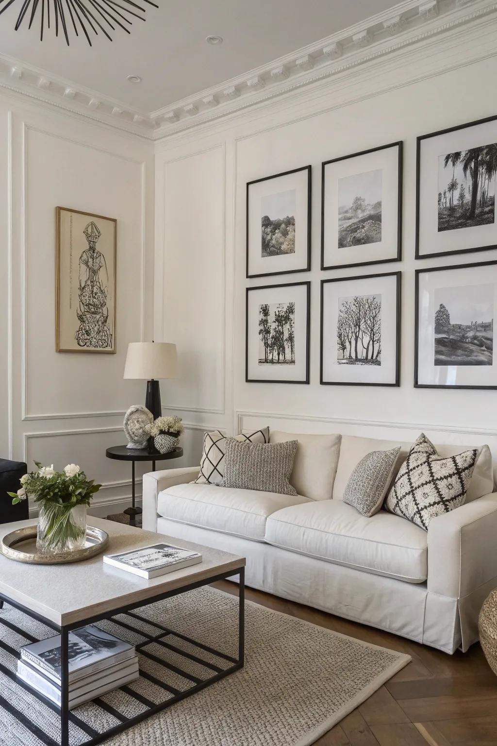 Simple art pieces convey elegance.