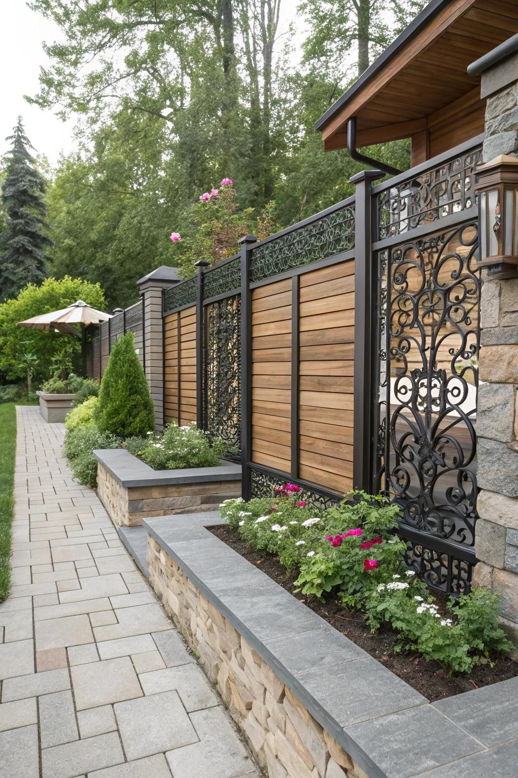 Combining different materials creates a striking contrast in modern barrier designs.