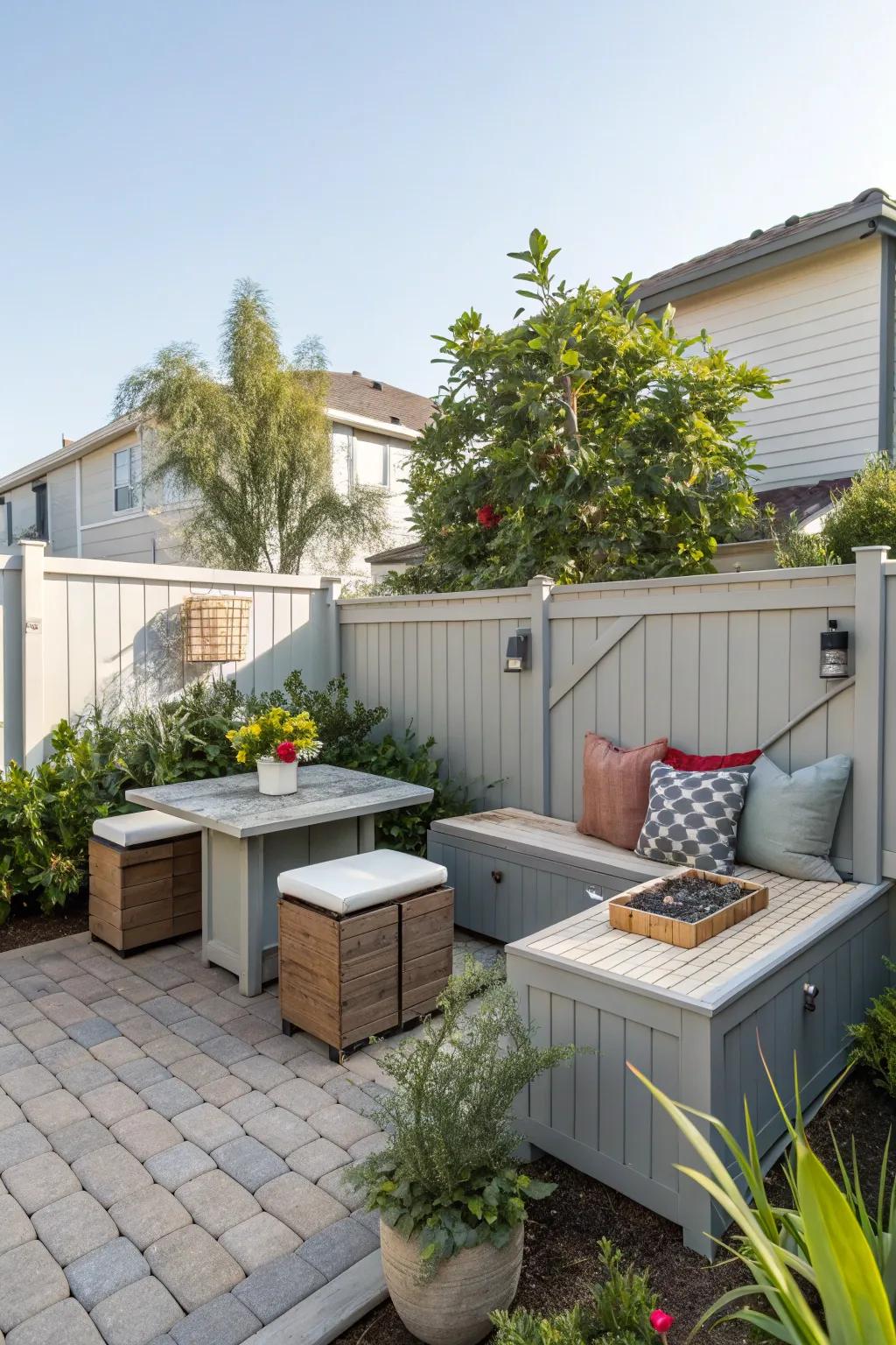 Multi-functional furniture ensures your backyard remains uncluttered.