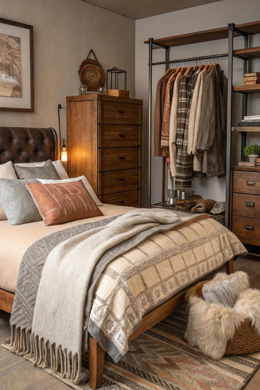 Varied textures foster an opulent and inviting ambiance.