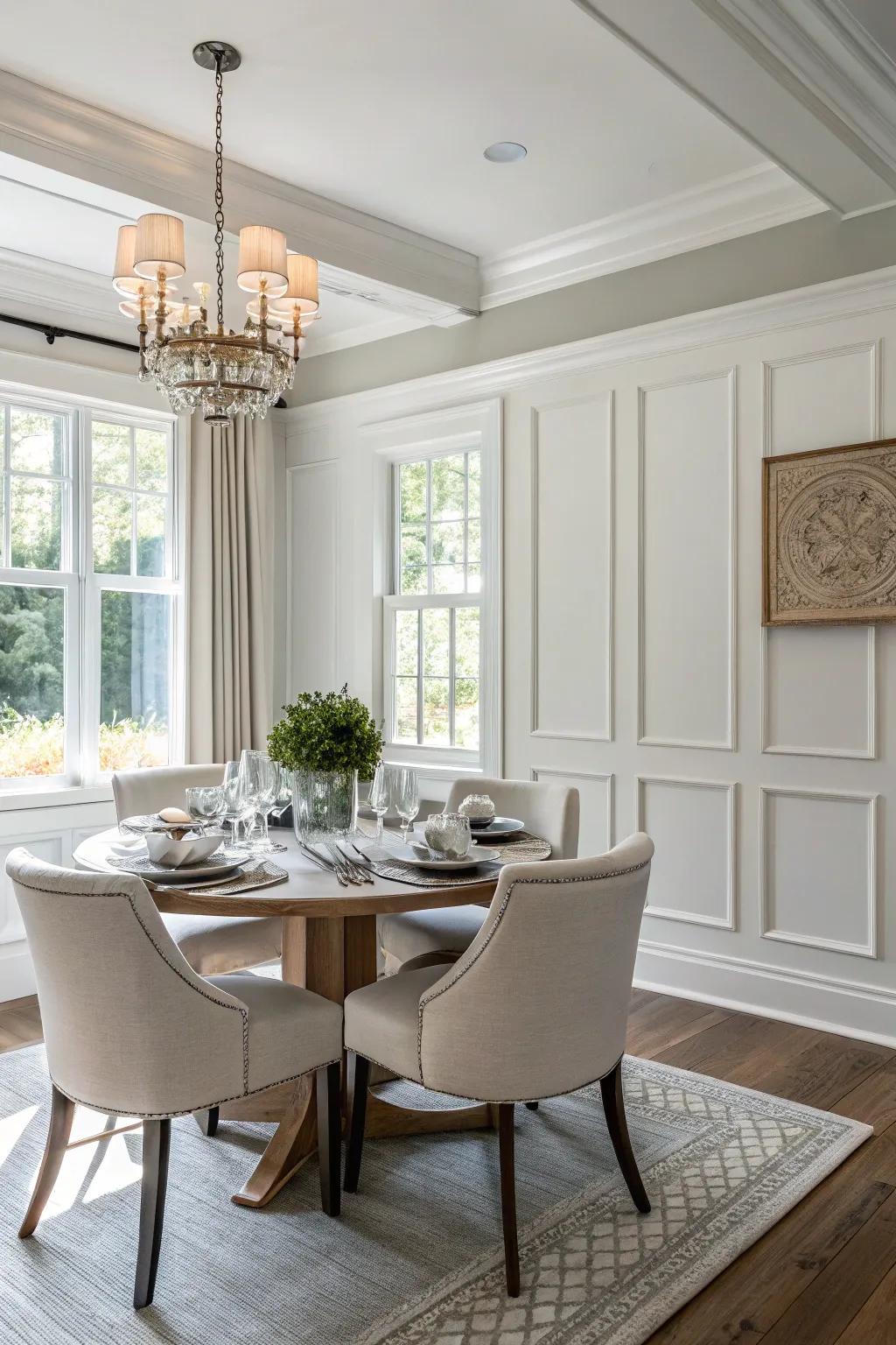 Modernized wainscoting presents a sophisticated reinterpretation of conventional design principles.