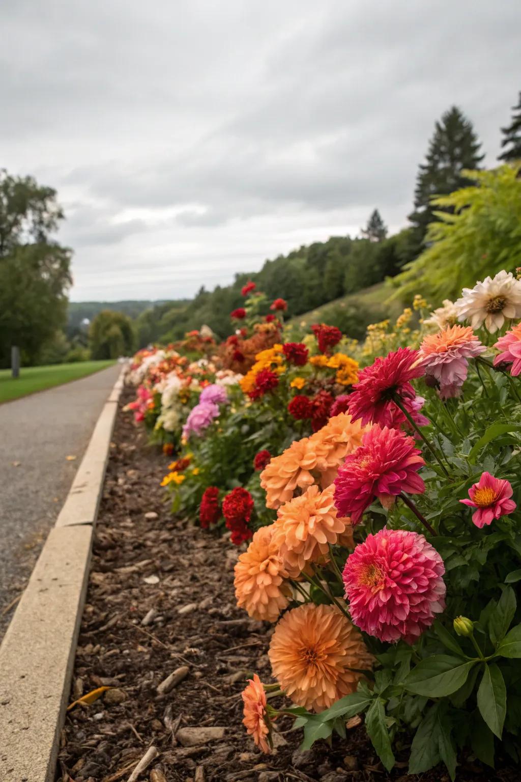 Lush plantings breathe vitality into mulch borders.