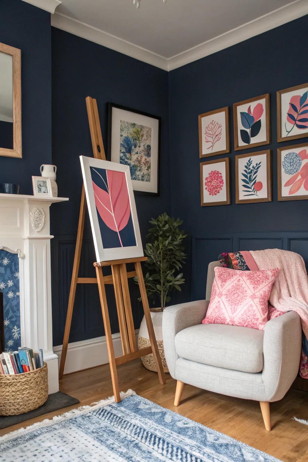 Art breathes vitality into the marine and rose theme across your walls.