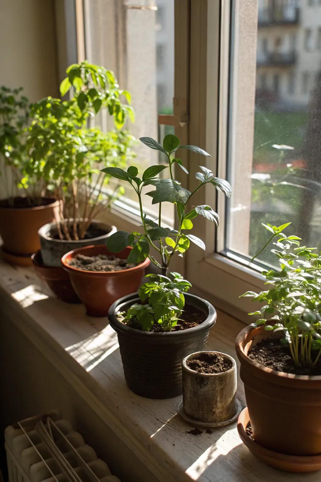 Potted greenery offers an invigorating accent to any new abode.