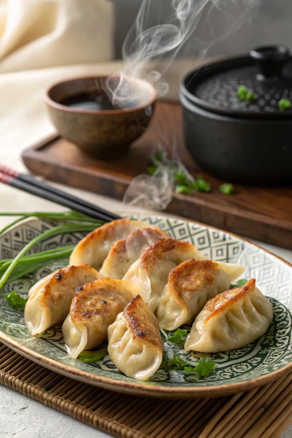 Pork and herb dumplings, ready to delight your family on New Year's Day.