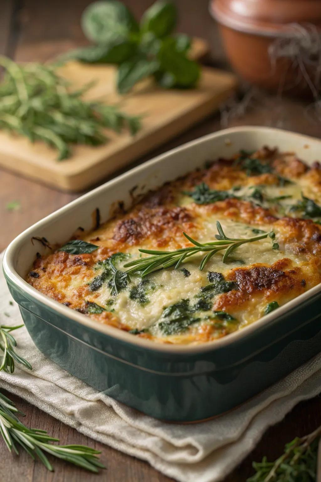 Sumptuous spinach gratin for a comforting yet sophisticated side dish.