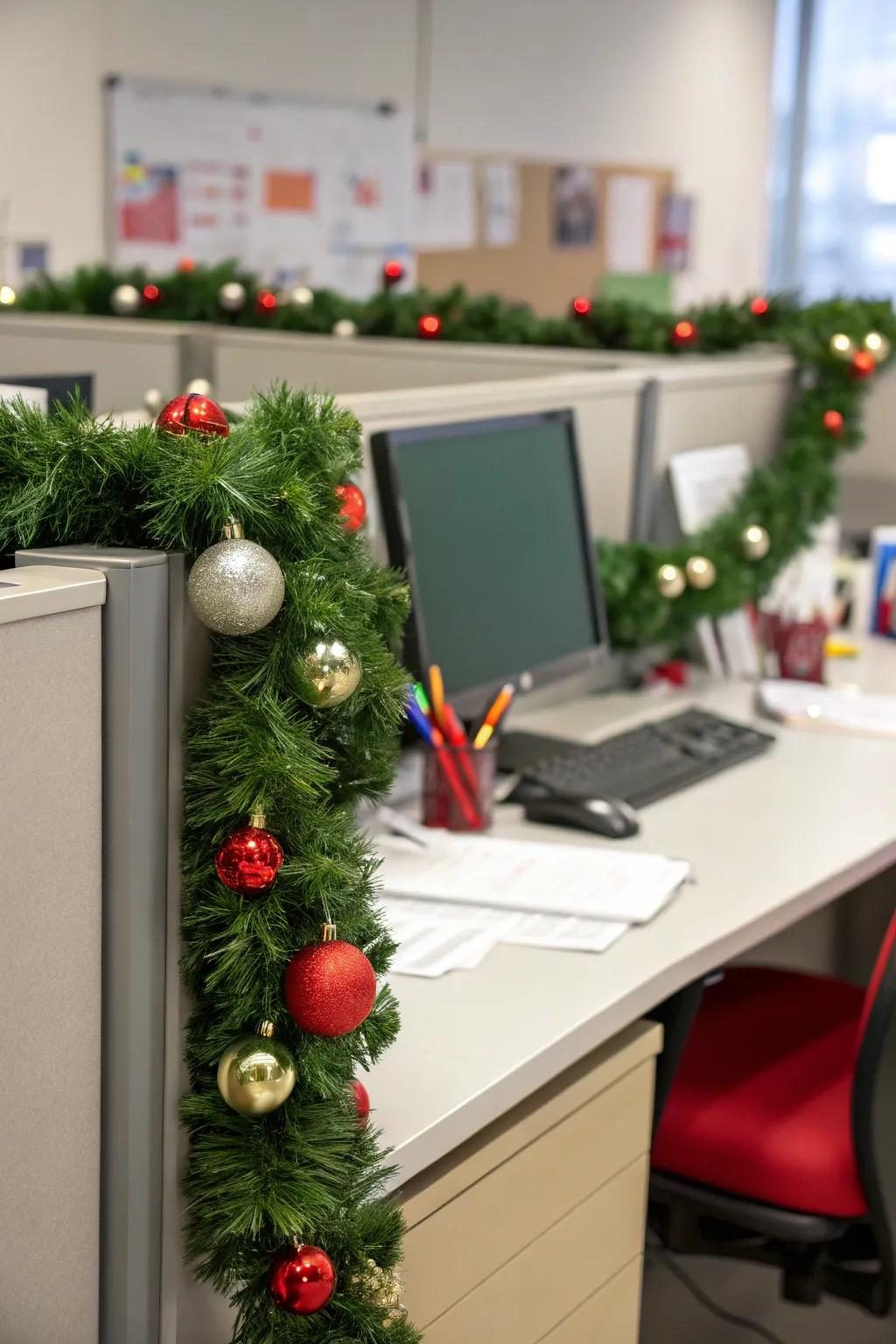 An opulent festoon imparts a natural celebratory panache to your office.