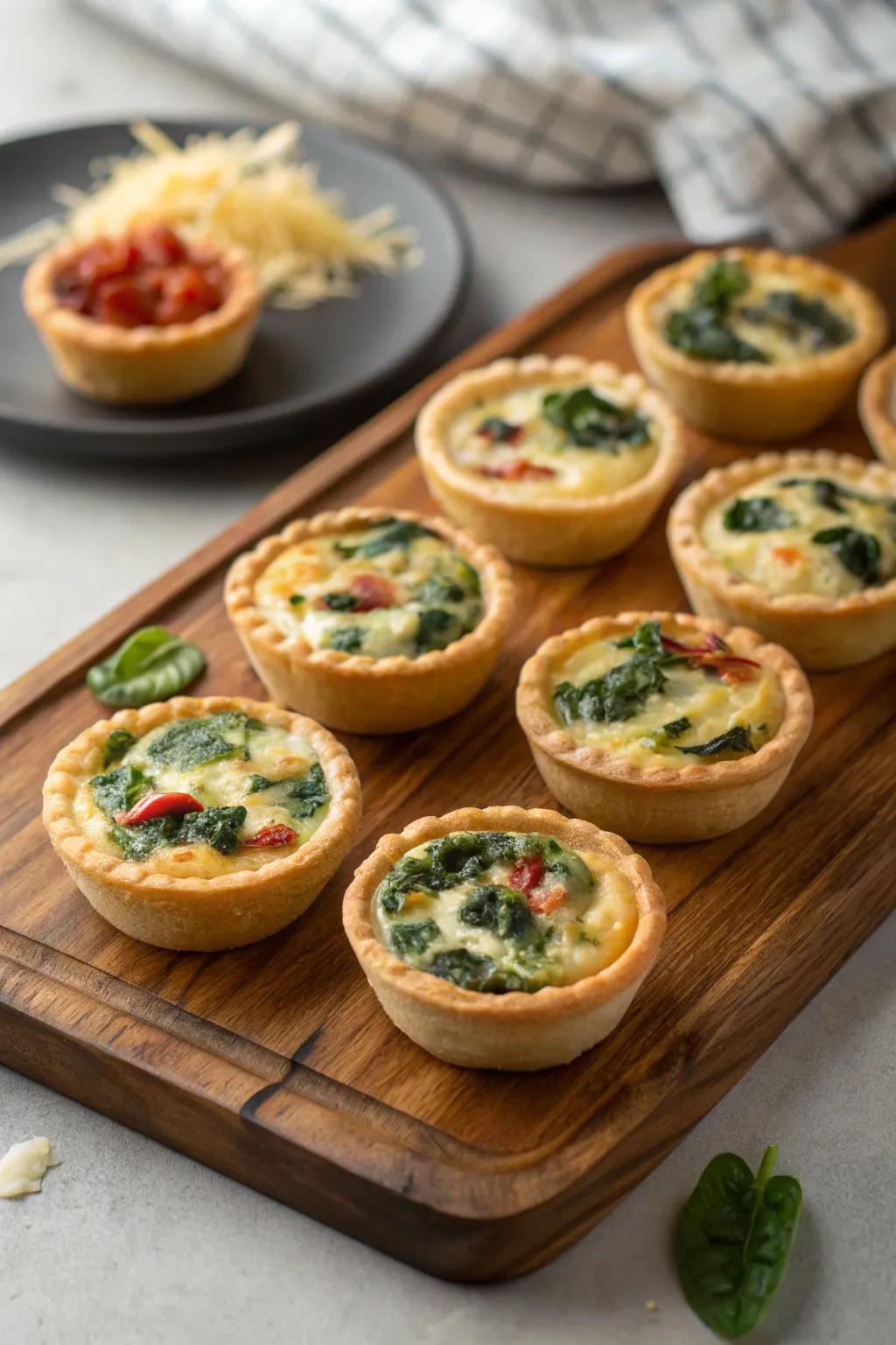 Petite quiches offer a delightful array of flavors in a compact form.