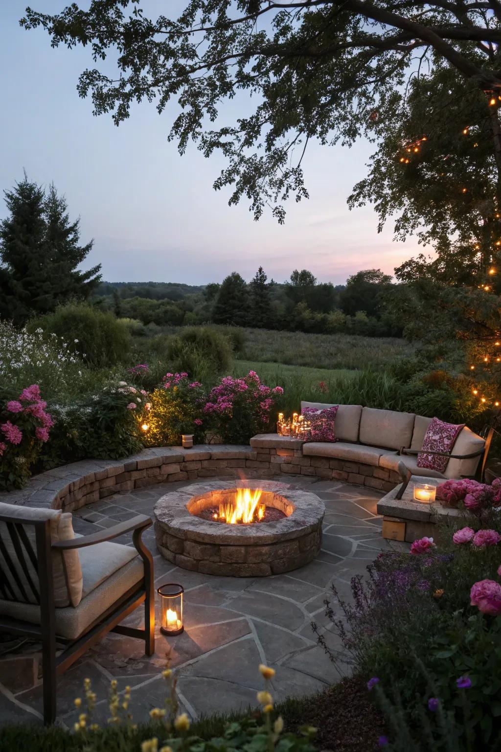A comfortable bonfire arrangement perfect for gatherings and unwinding.