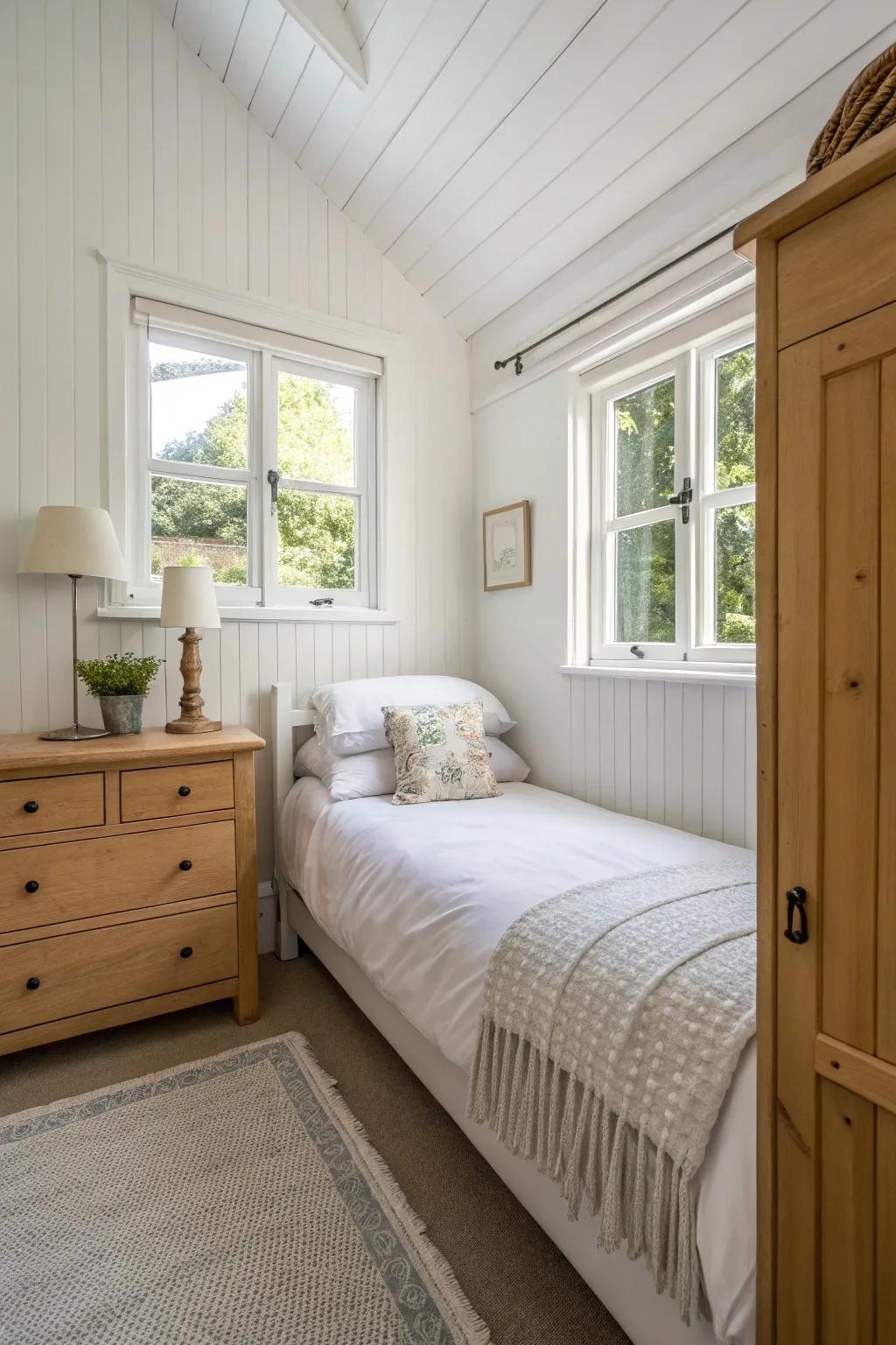 White walls have the ability to expand a room's perceived area and reflect natural light beautifully.