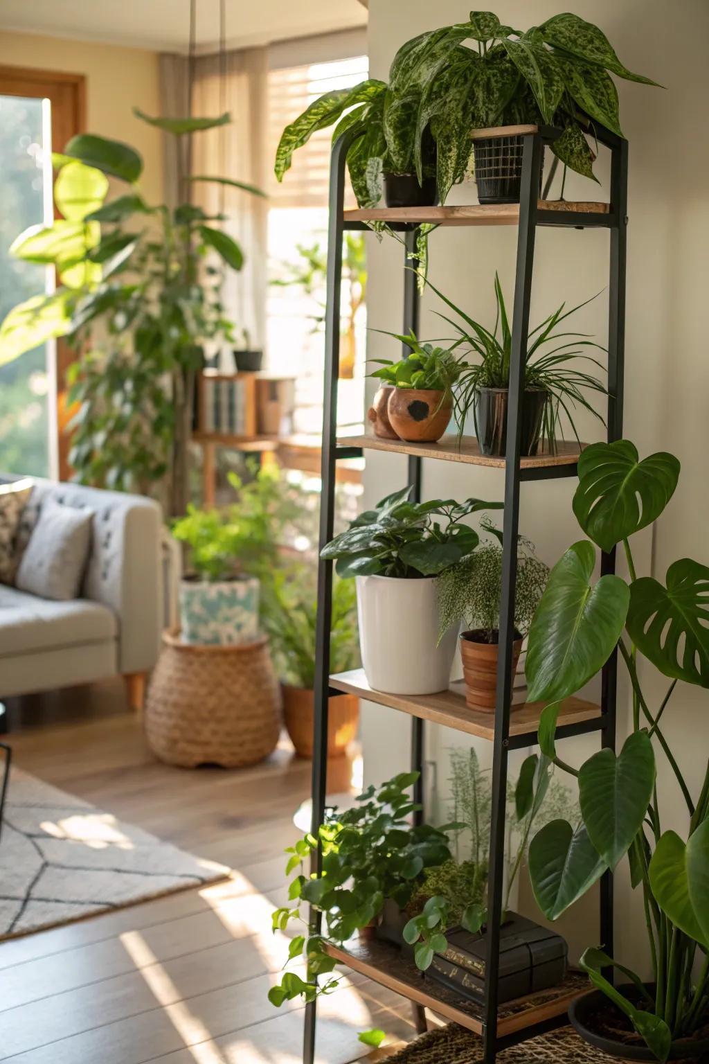 Staggered plant placements enriching depth and visual interest.