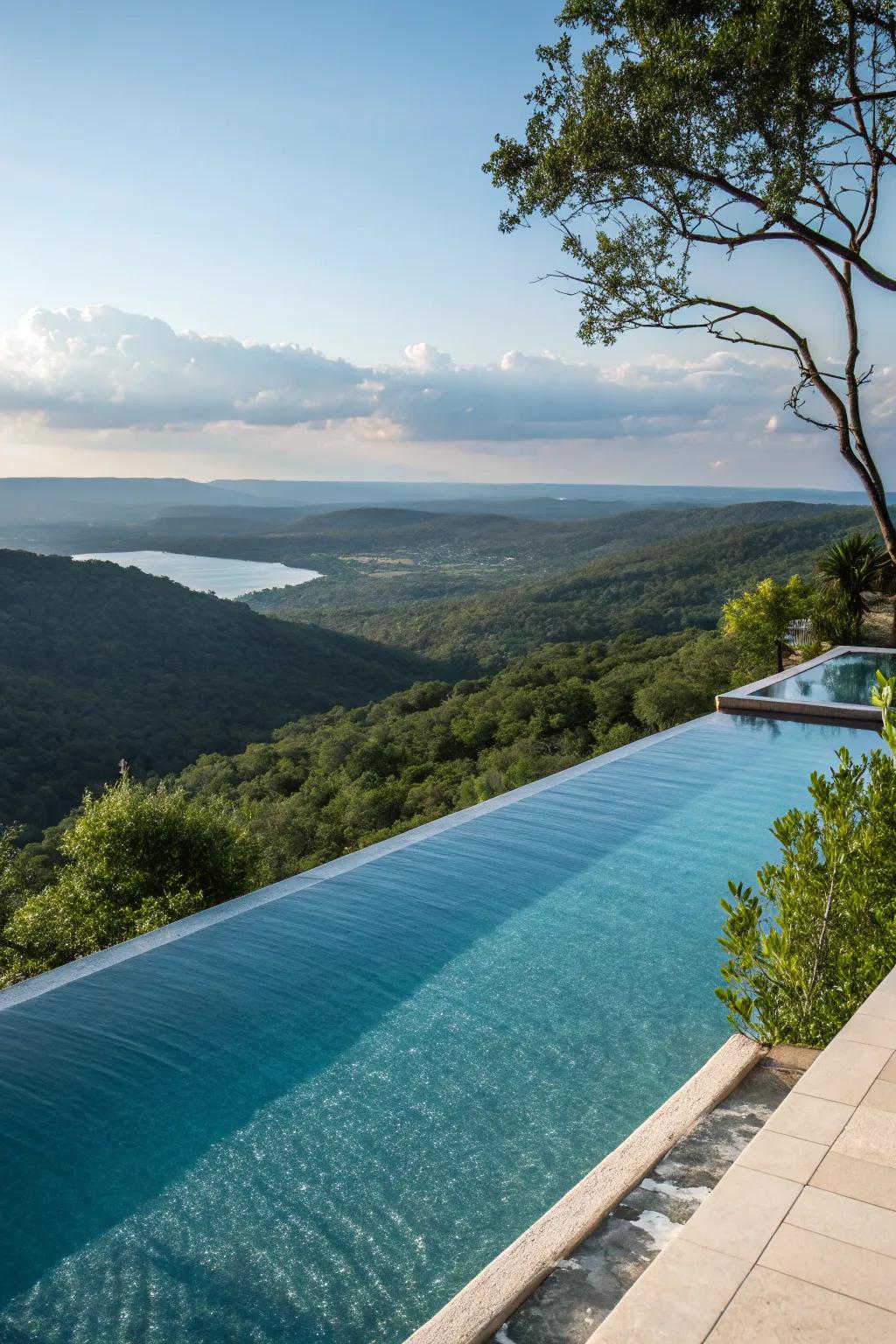 A stunning endless horizon pool with a picturesque setting.