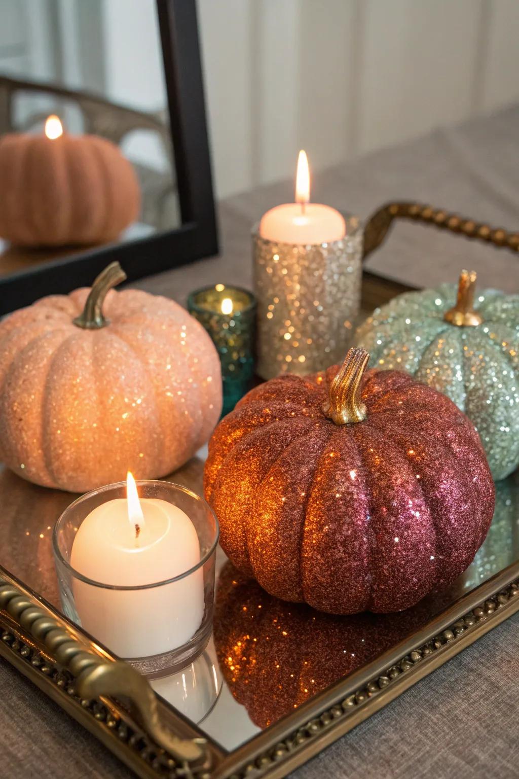 Glimmer pumpkins impart a trace of allure to any ambiance.