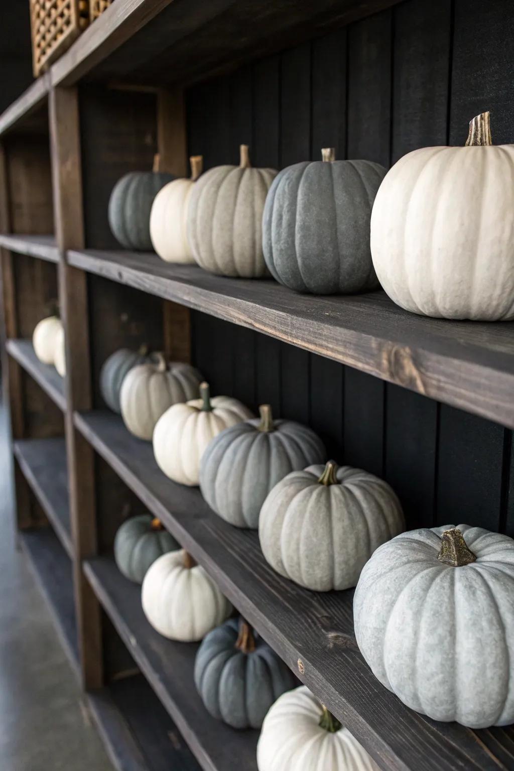 Monochrome pumpkins exude a sophisticated and contemporary elegance.