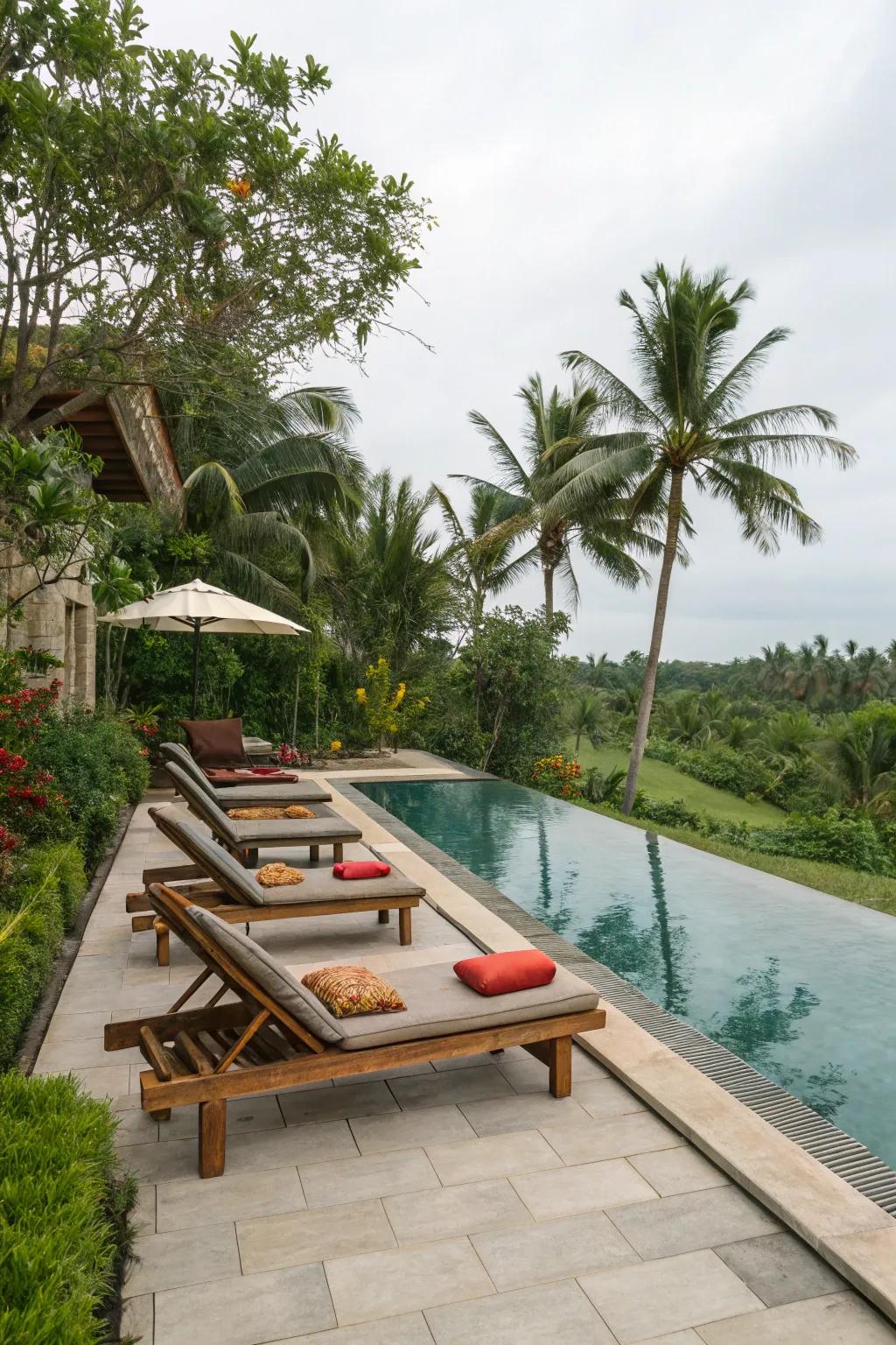 Loungers offer a perfect venue to unwind by the pool.