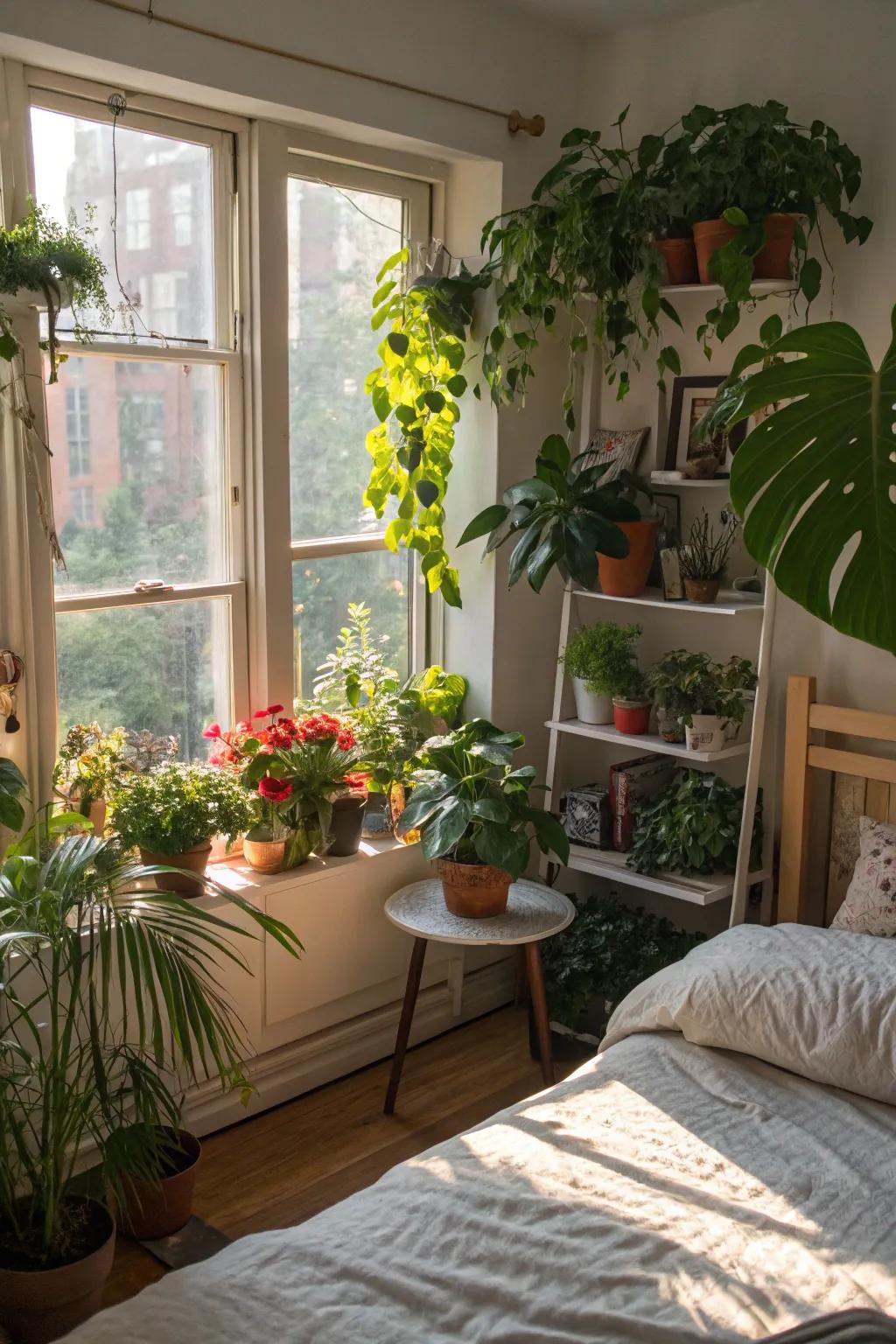 Verdure infuses vitality and energy into a cozy bedroom.