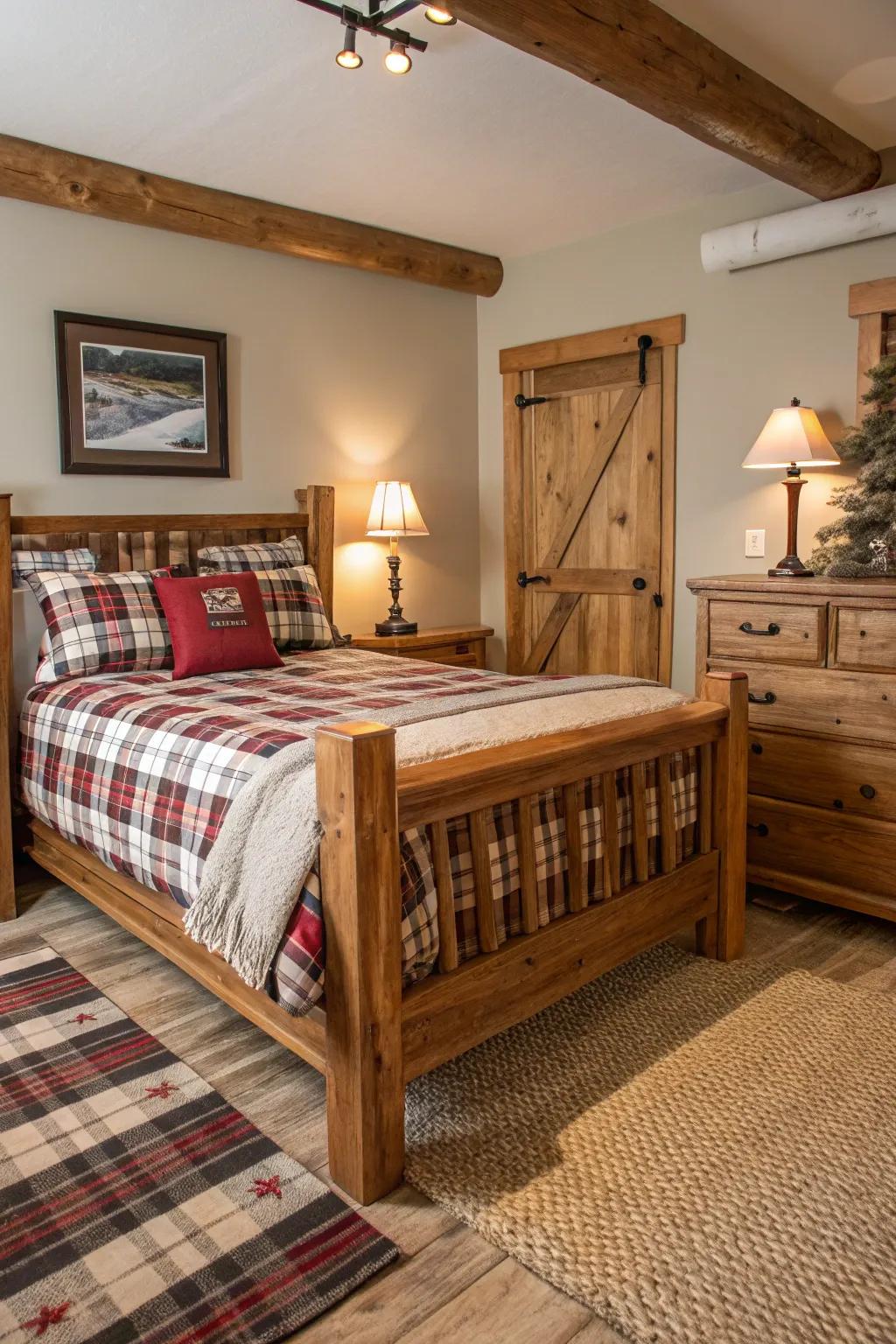 Tartan bedding harmonizes tradition with snug comfort.