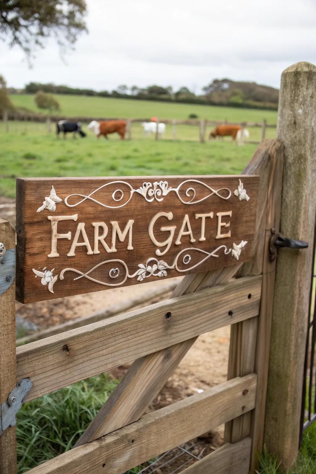 A personalized portal showcasing a bespoke rural sign.