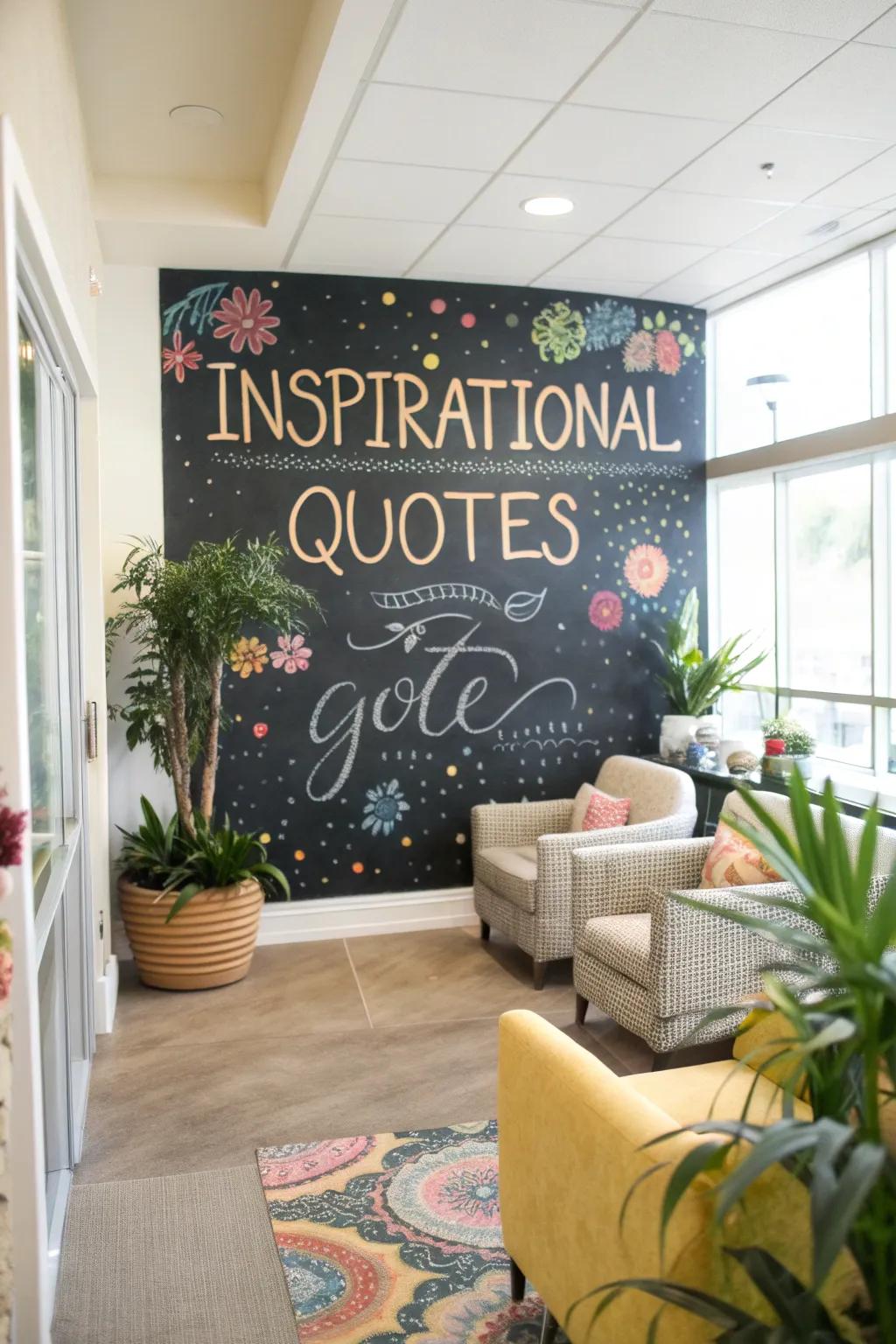 Disseminate inspiration by adding sayings to your selfie wall.