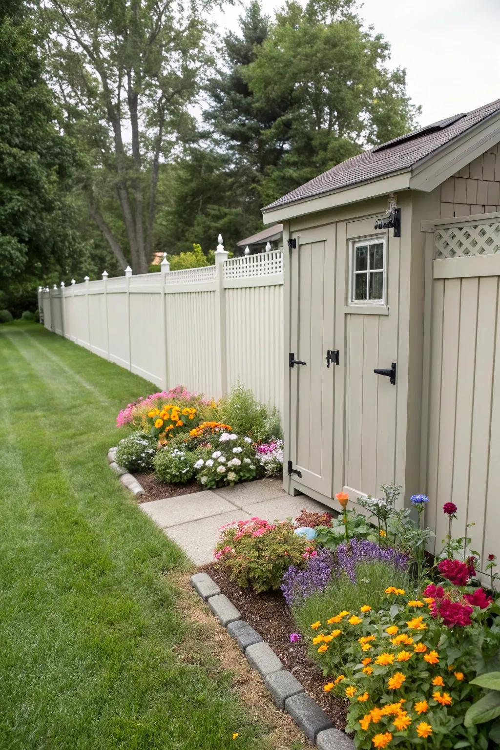 Low-maintenance vinyl fencing offers a pristine and durable solution for semi-private spaces.