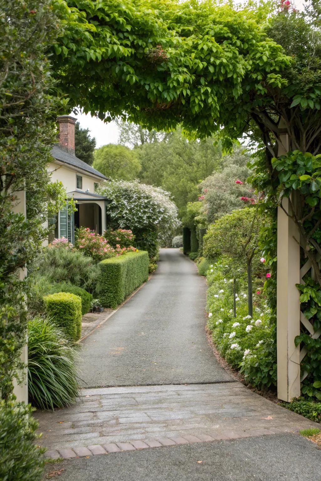 Verdant borders extend a vibrant welcome for any residence.