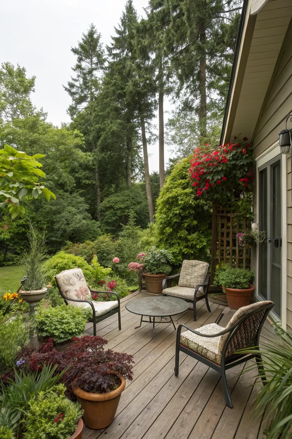 Lush greenery brings vitality and peace to your deck.