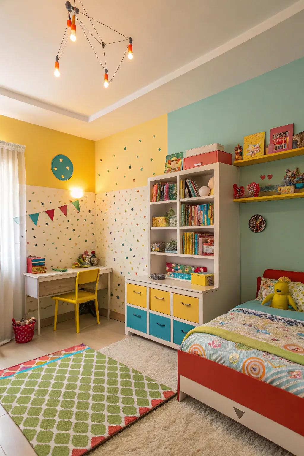 Bright colors and playful accents help make a welcoming and stimulating environment.