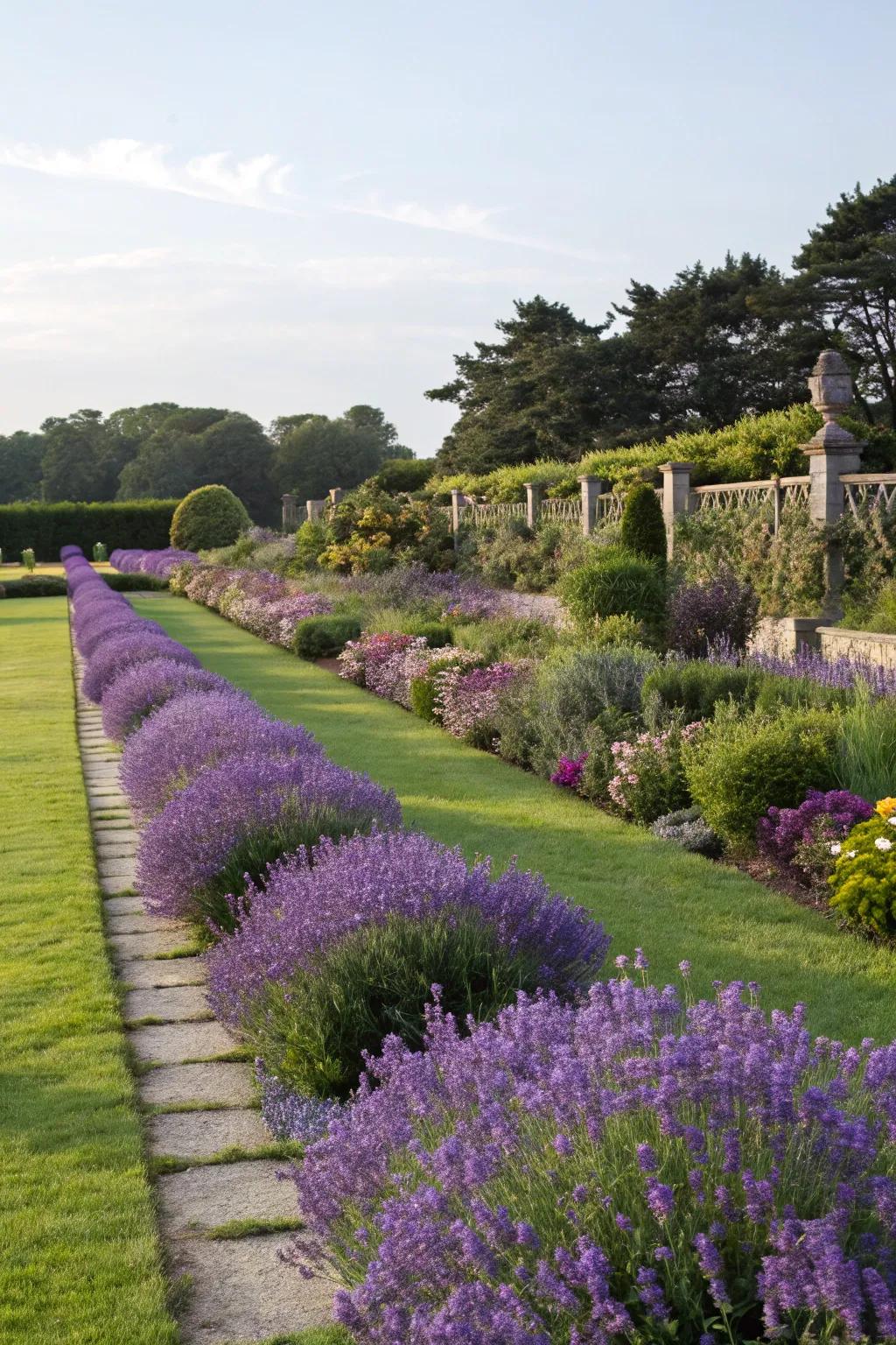 Lavender edging imparts a neat and sophisticated garden boundary.